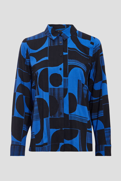 Chemise manches longues bleu electrique femme