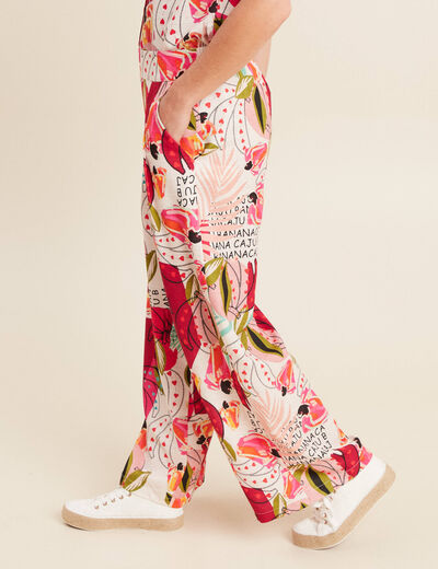Pantalon large à pinces rose femme