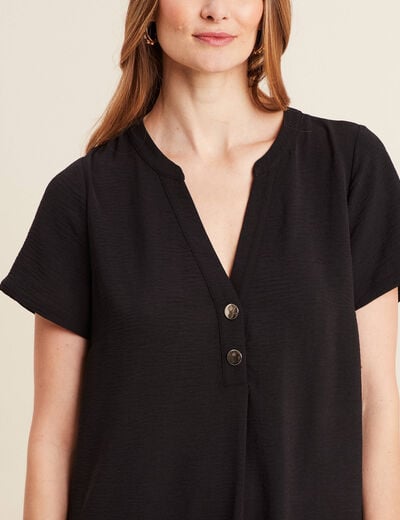 Robe droite manches courtes noir femme