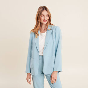 Veste tailleur droite bleu gris femme