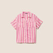 Chemise ample manches courtes aspect lin rose femme