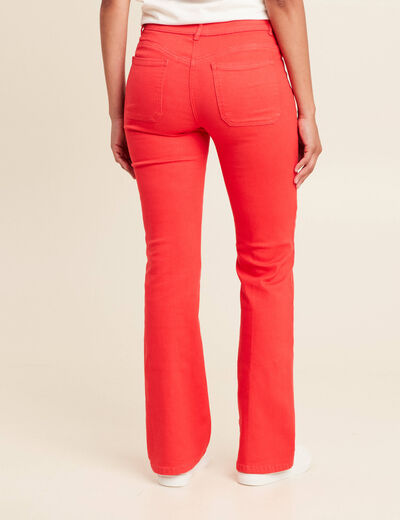Pantalon bootcut taille basculée rouge femme