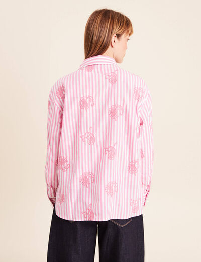 Chemise manches longues fluide rose femme