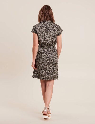 Robe droite zippée vert kaki femme