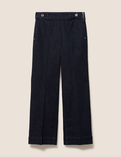 Jean large taille haute &agrave; paillettes denim brut femme