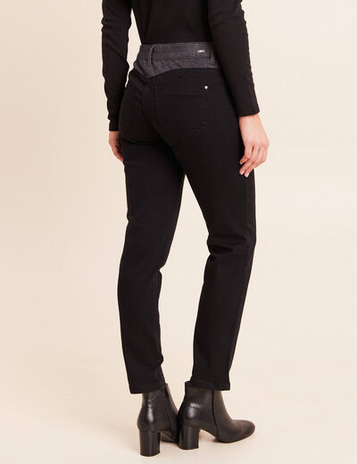 Jean ajust&eacute; 7/8&egrave;me taille bascul&eacute;e noir femme