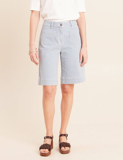 Bermuda casual taille haute bleu femme