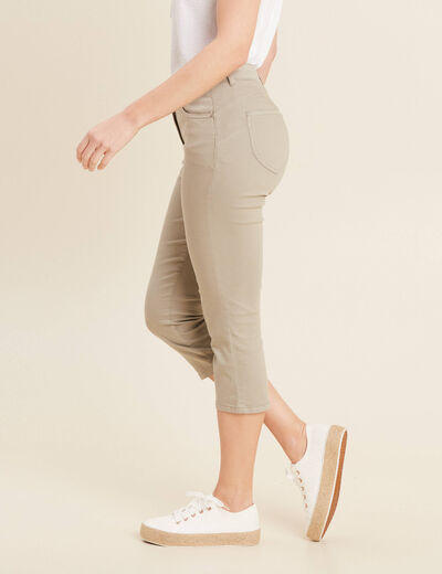 Pantacourt droit taille standard vert clair femme