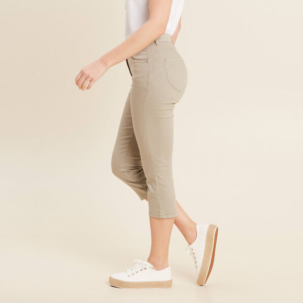 Pantacourt droit taille standard vert clair femme