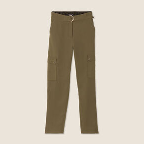 Pantalon chino poches rabats vert kaki femme