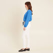 Jean ajusté taille basculée ecru femme
