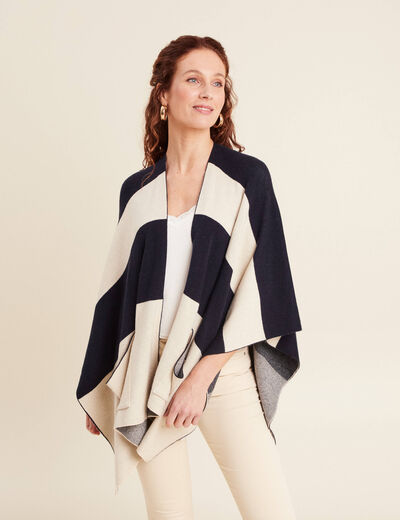 Poncho avec poches bleu foncé femme