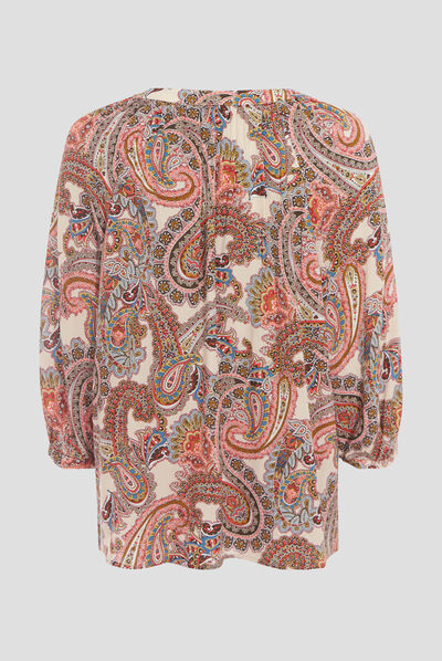 Blouse manches 3/4 beige femme