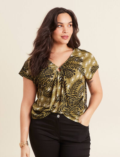 T-shirt manches courtes vert femme