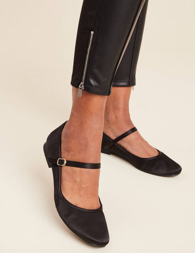 Legging 7/8&egrave;me similicuir noir femme