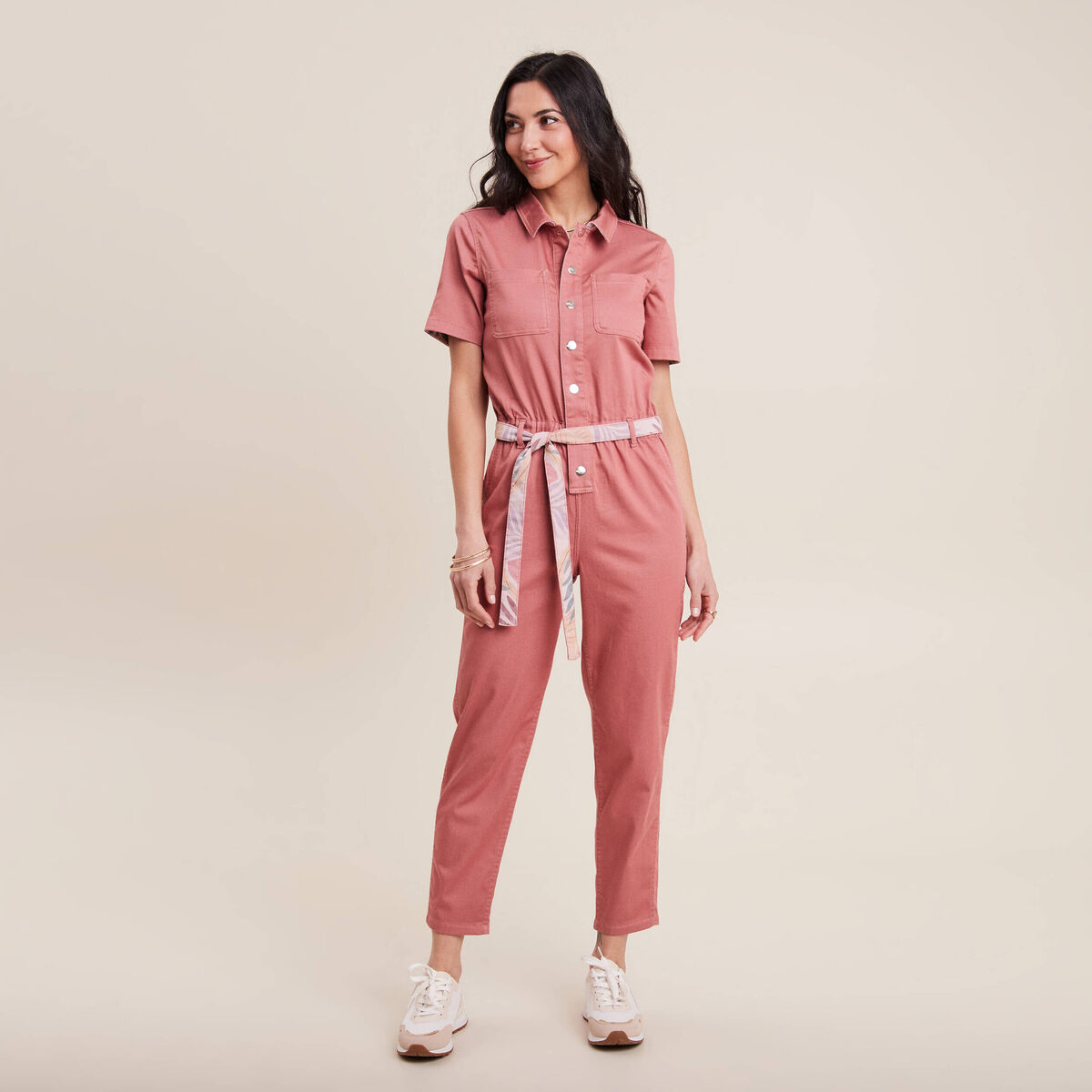 Combinaison pantalon r&eacute;versible orange corail femme