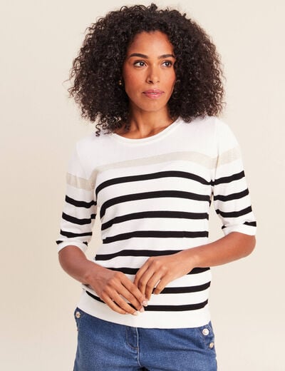 Pull col rond noir femme