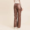 Pantalon enduit coupe large marron fonc&eacute; femme