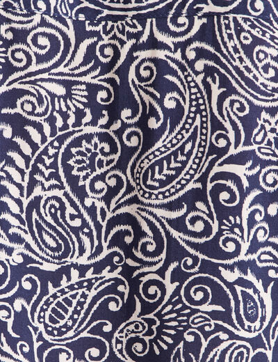 Chemise cintr&eacute;e manches longues bleu femme