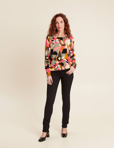 Pull manches longues multicolore femme