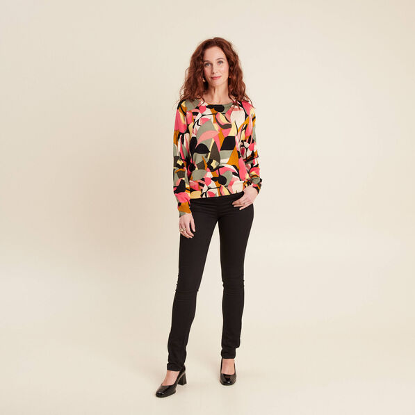 Pull manches longues multicolore femme