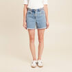 Short large taille haute en jean denim double stone femme