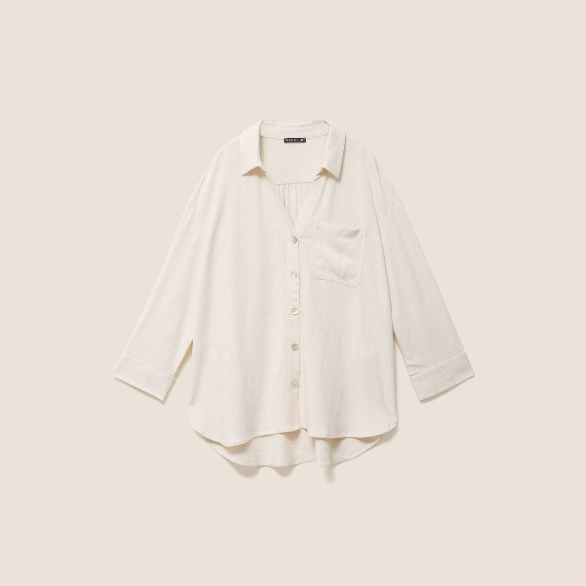 Chemise ample manches 3/4 beige femme