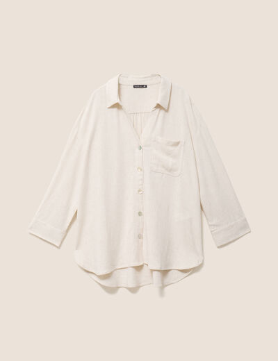 Chemise ample manches 3/4 beige femme