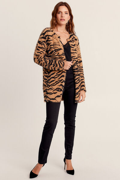 Gilet manches longues camel femme