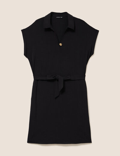 Robe droite courte manches courtes noir femme