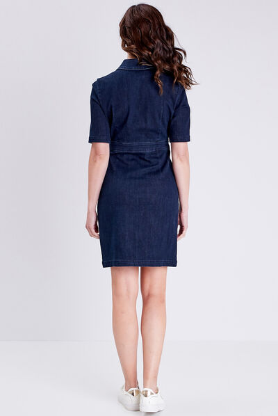 Robe portefeuille en jean denim brut femme