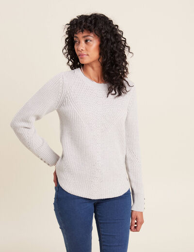 Pull manches longues gris clair femme