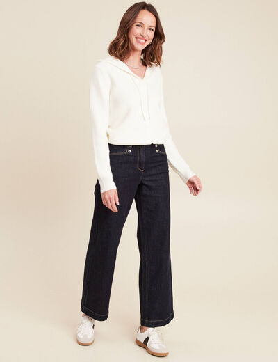 Jean large à pont denim brut femme