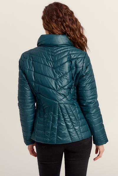 Doudoune courte cintrée déperlante bleu canard femme