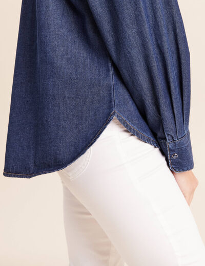 Chemise ample en coton manches longues denim brut femme