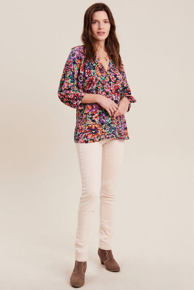 Blouse manches 3/4 multicolore femme