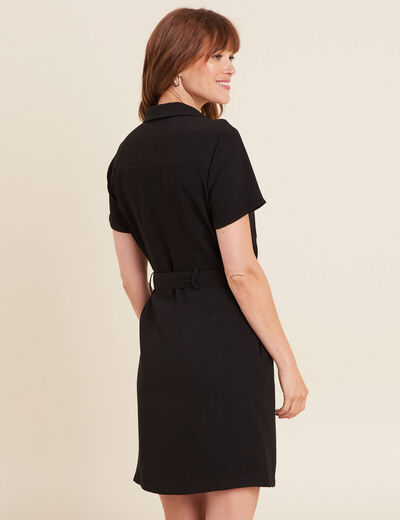 Robe courte manches courtes noir femme