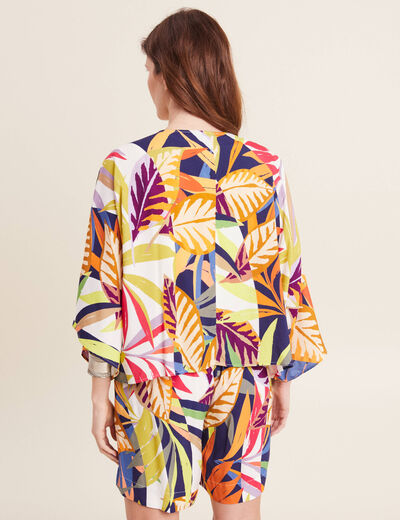 Poncho kimono manches 3/4 noué femme multicolore femme