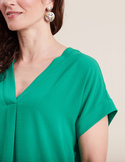 Blouse manches courtes vert émeraude femme