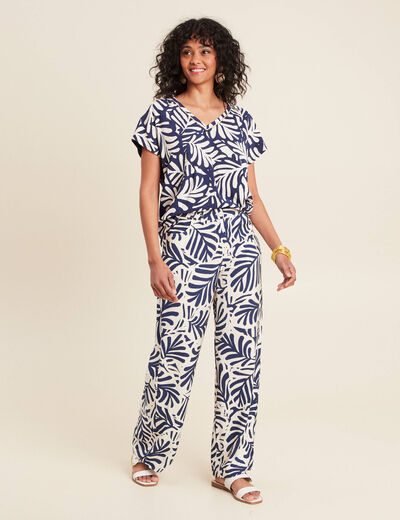 T-shirt manches courtes bleu femme