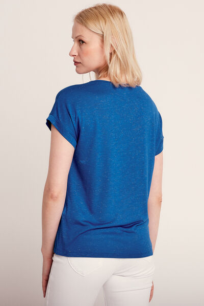 T-shirt manches courtes bleu electrique femme