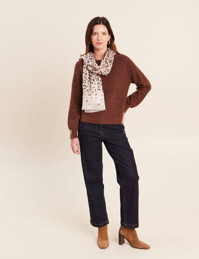 Pull col rond marron fonc&eacute; femme