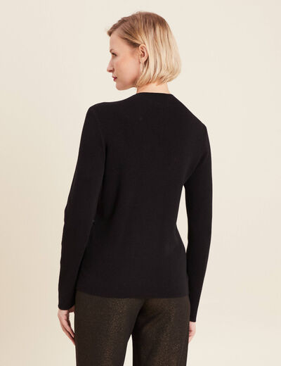 Pull manches longues strass noir femme