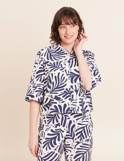 Veste courte manches 3/4 blanc femme