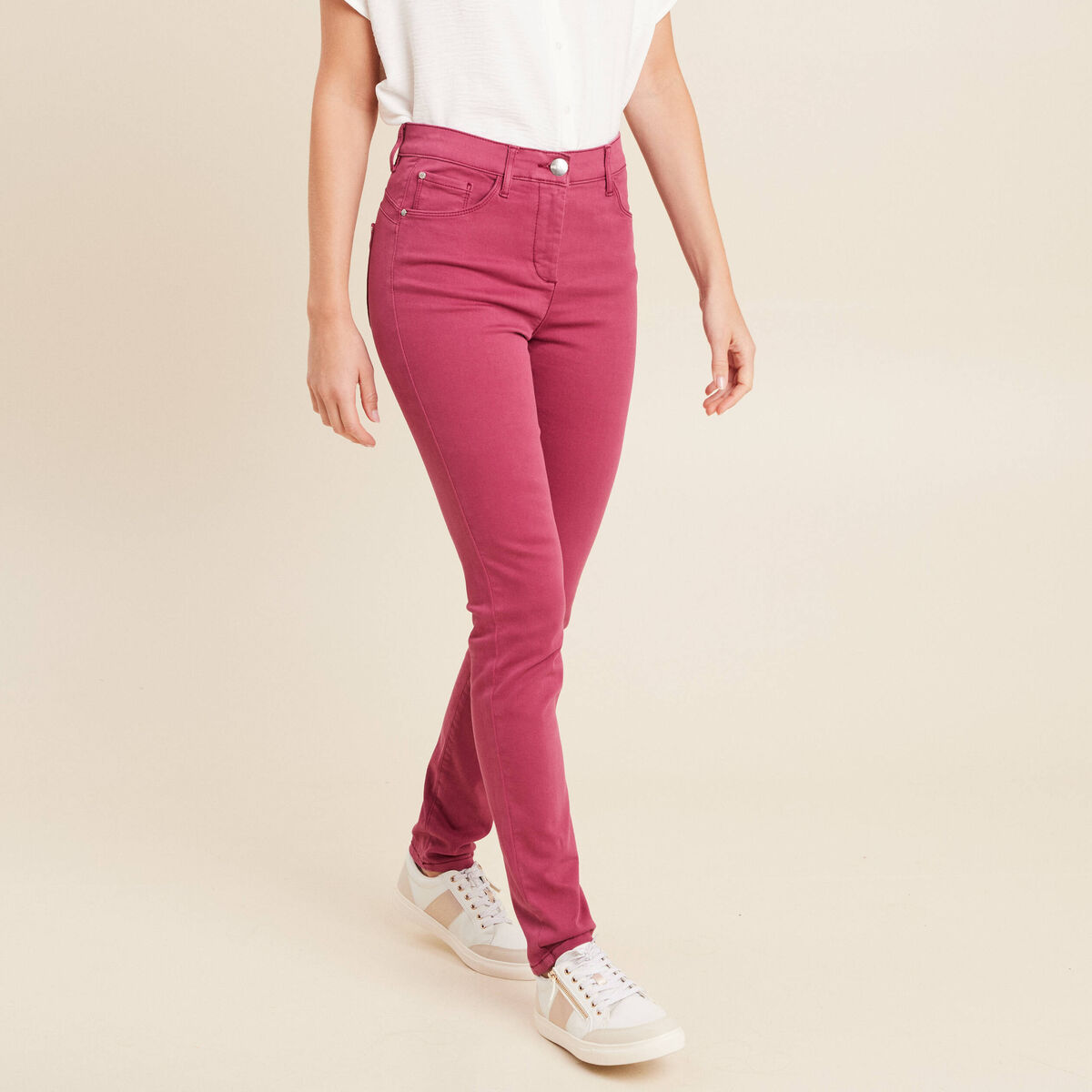 Jean magique L'Unique coupe ajust&eacute;e vieux rose femme