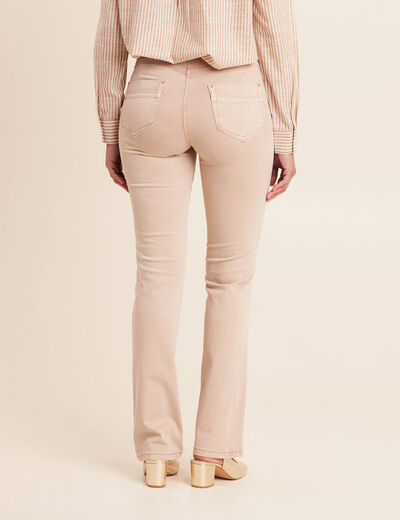 Jean coupe droite taille haute denim beige femme