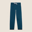 Pantalon coupe droite à coulisse bleu canard femme