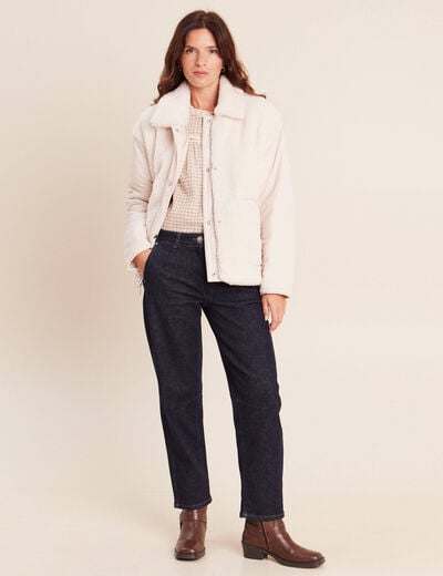Doudoune r&eacute;versible aspect polaire ivoire femme