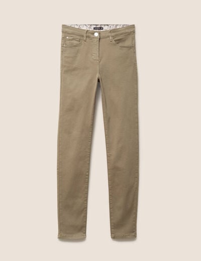 Jean magique L'Unique coupe ajust&eacute;e vert kaki femme