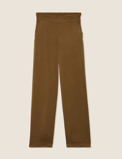 Pantalon large satin vert olive femme